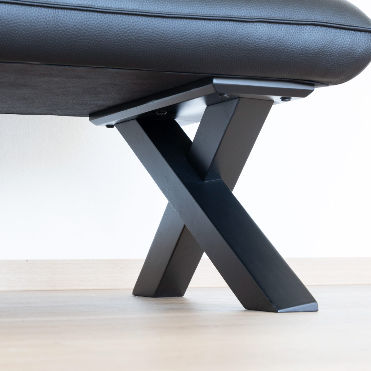 ［幅85/座面高42］ クレマ  |  ダイニングチェア ベンチ PVCレザー 背付き ソファ クロス脚