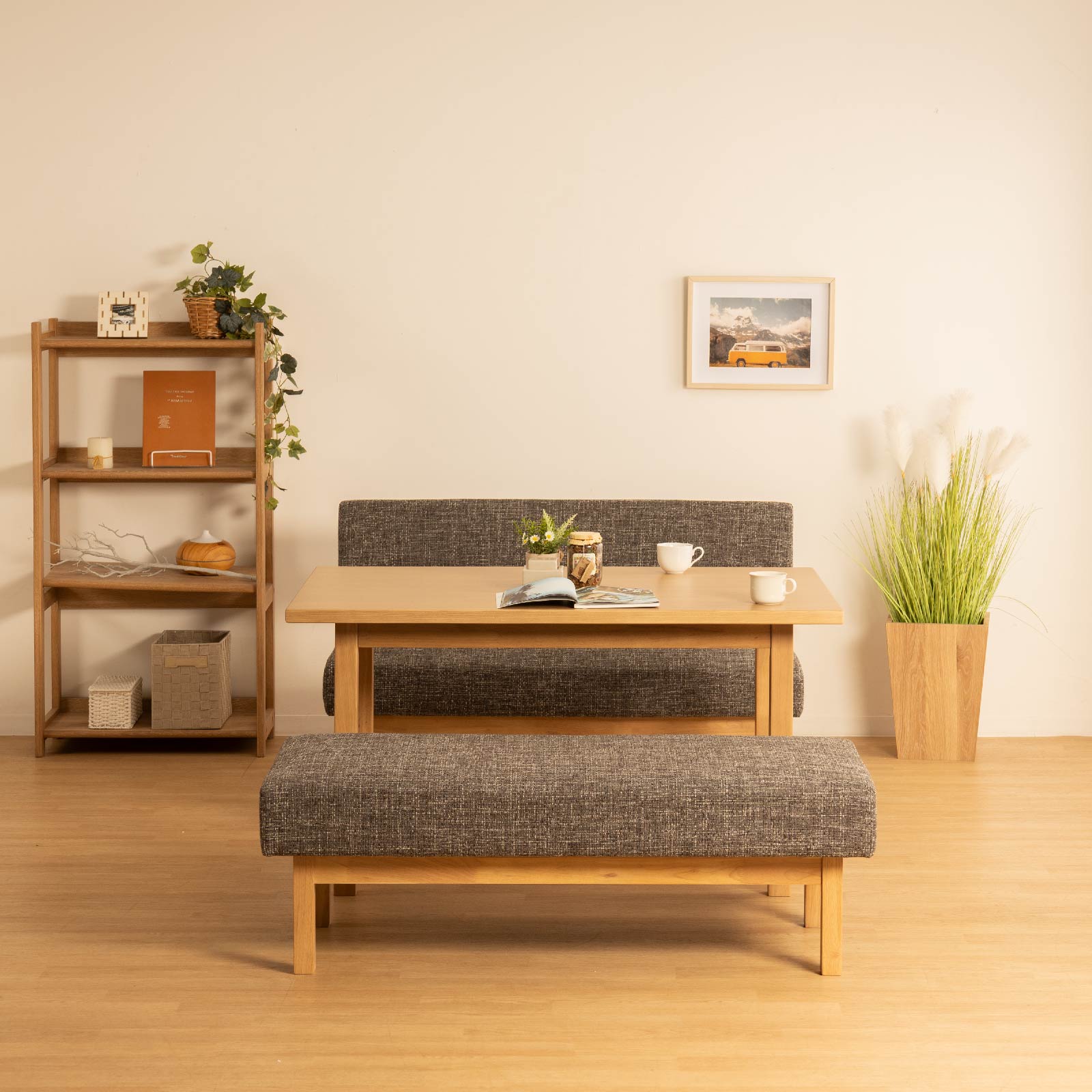 幅120cm ダイニングベンチ 〔ts120373〕 〔ベンチ座面色〕サンドベージュ