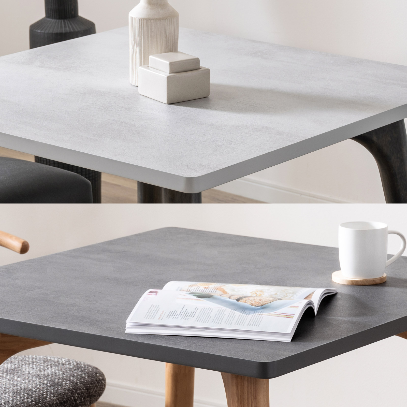 メラミン化粧板 ダイニングテーブル 140x80cm グレー 幅80］ダイニングテーブル 正方形 ｜ メラミン天板 コンパクトサイズ