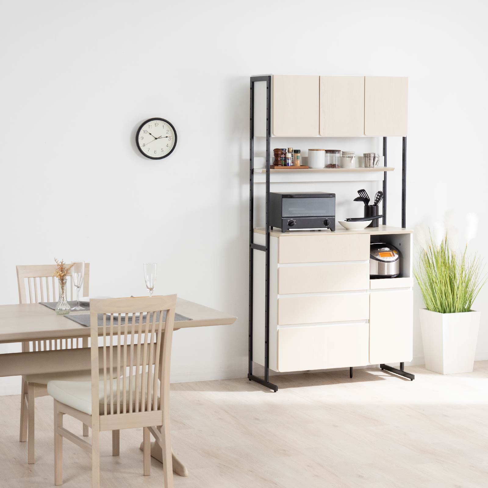 ［幅90］ デクレア ｜ 収納 食器棚 キッチンボード