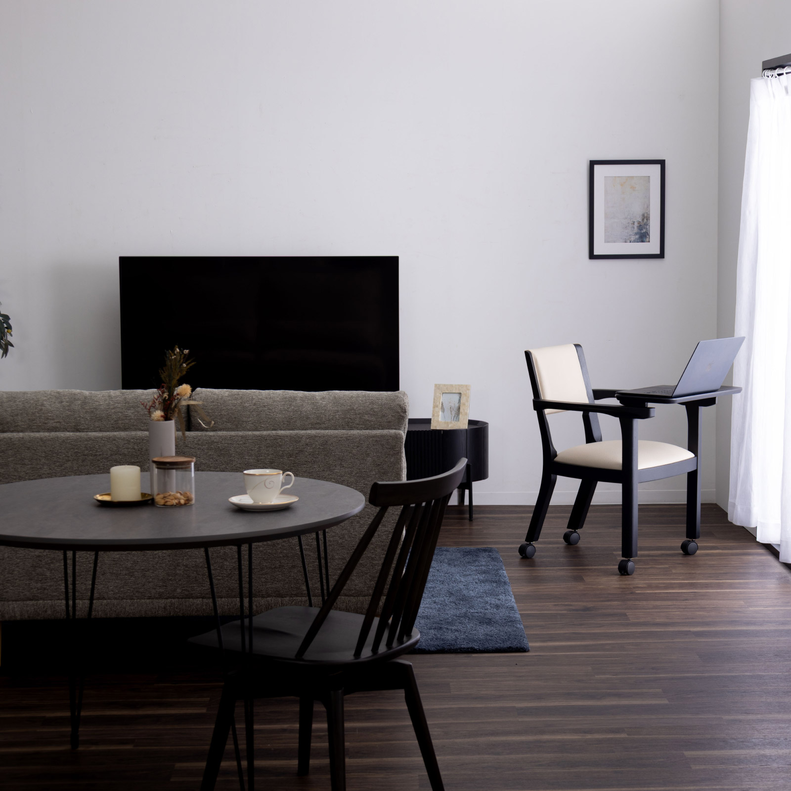 ［座面高44］ イスキア ｜ テーブル付き キャスター デスクチェア ダイニングチェア