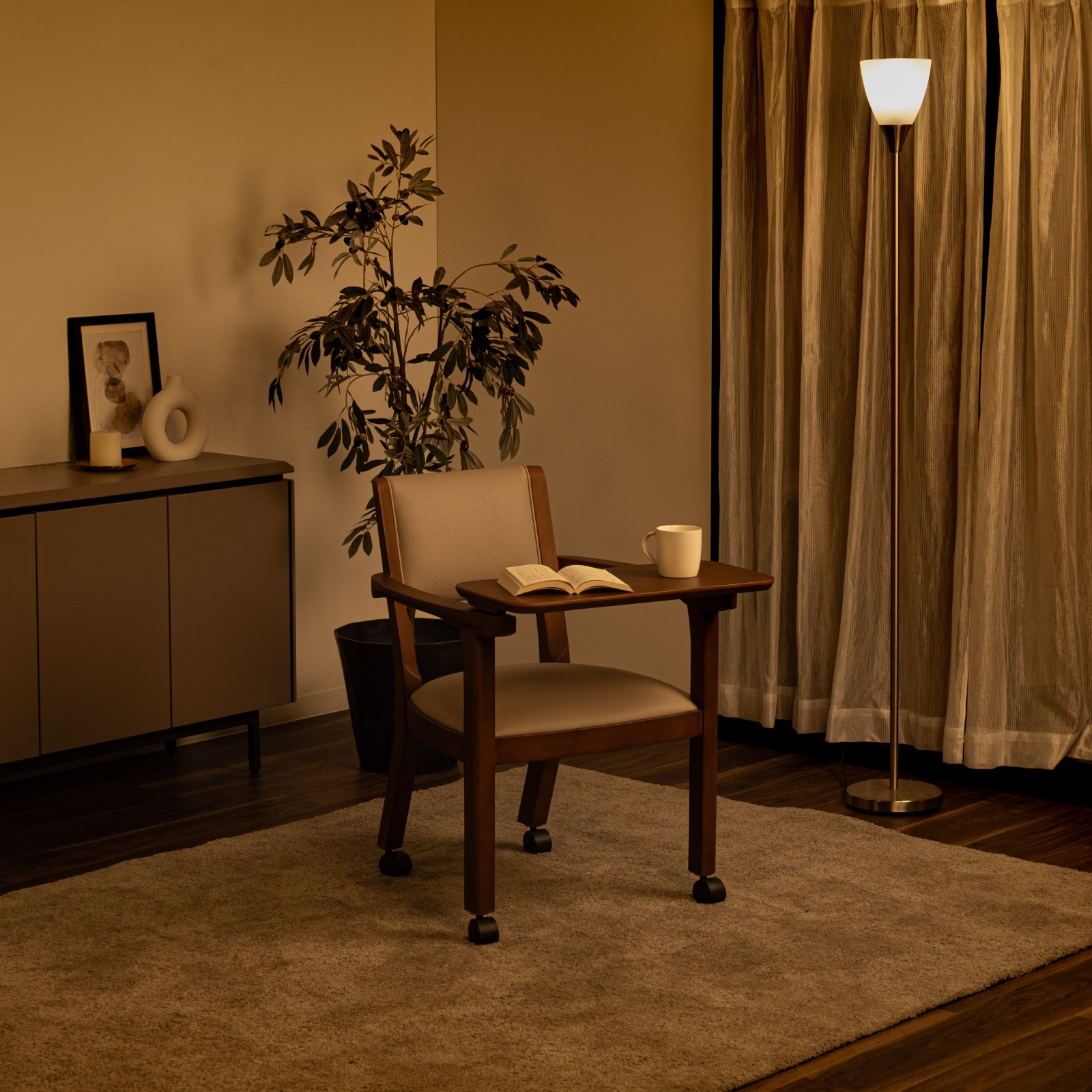 ［座面高44］ イスキア ｜ テーブル付き キャスター デスクチェア ダイニングチェア