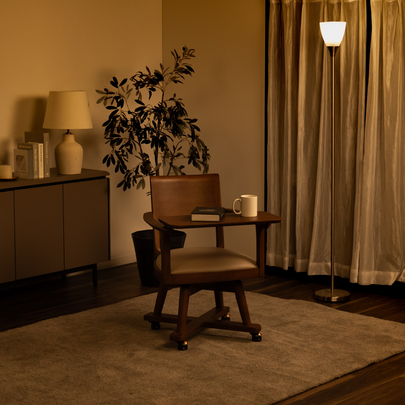 ［座面高44］ イスキア ｜ 回転 テーブル付き キャスター デスクチェア ダイニングチェア