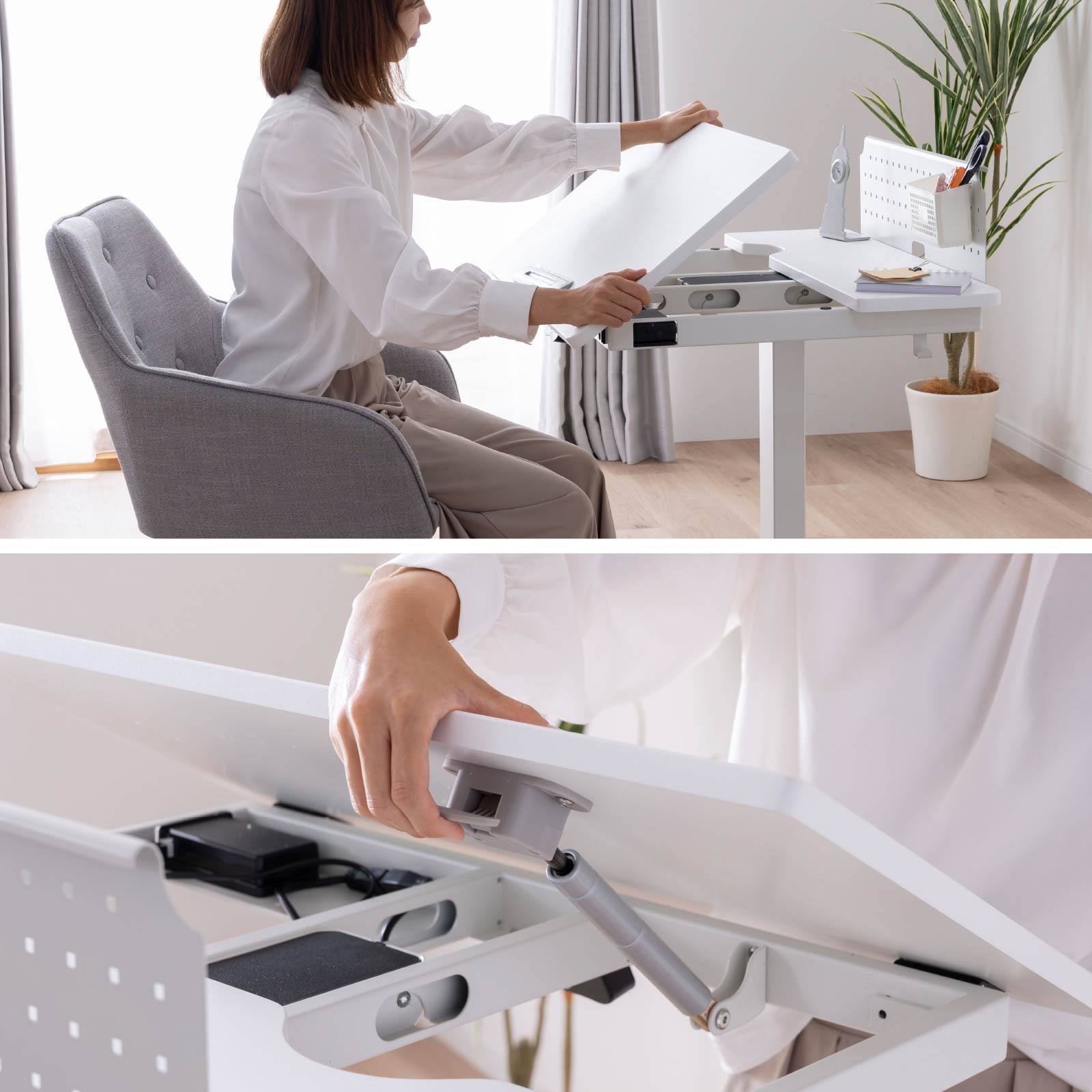 ［幅73］ エレメサ ｜ キャスター付き 自宅 オフィス パーソナルデスク アイアン脚