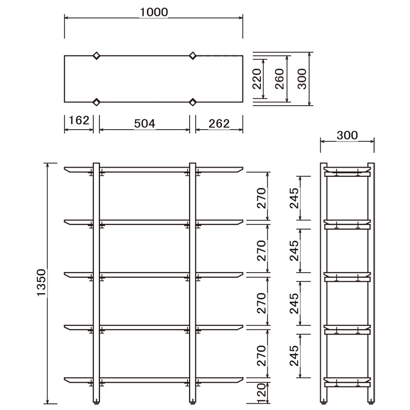 ［幅100/高さ135］リズ | オープンラック シェルフ 5段 ラック 収納棚 アイアン