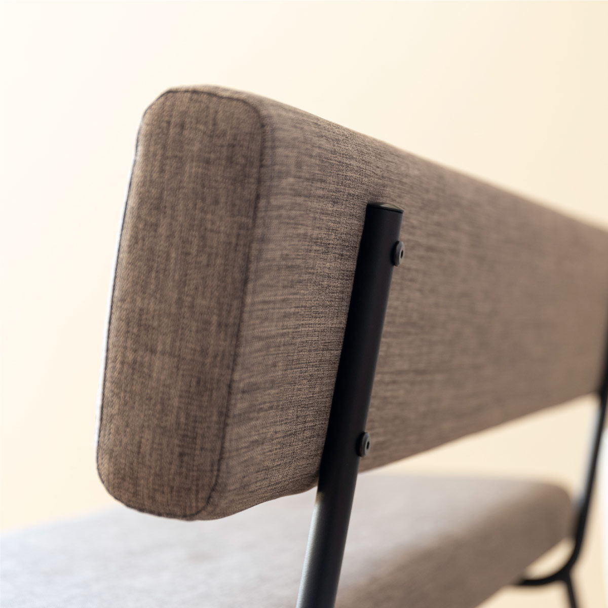 ［幅130/座面高44］ダイニングベンチ 背付き ベンチ アイアン脚 ファブリック LDチェア