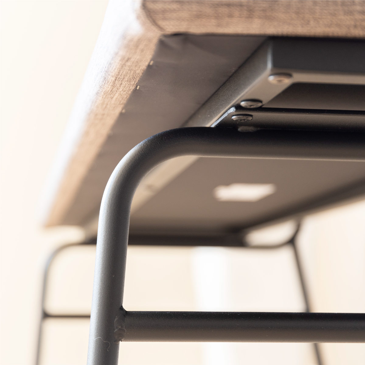 ［幅130/座面高44］ダイニングベンチ 背付き ベンチ アイアン脚 ファブリック LDチェア