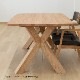 ［幅200］ ダイニングテーブル 木製 無垢 6人掛け レッドオーク 天然木 200cm 角丸 長方形 X脚 北欧 デザイナーズ