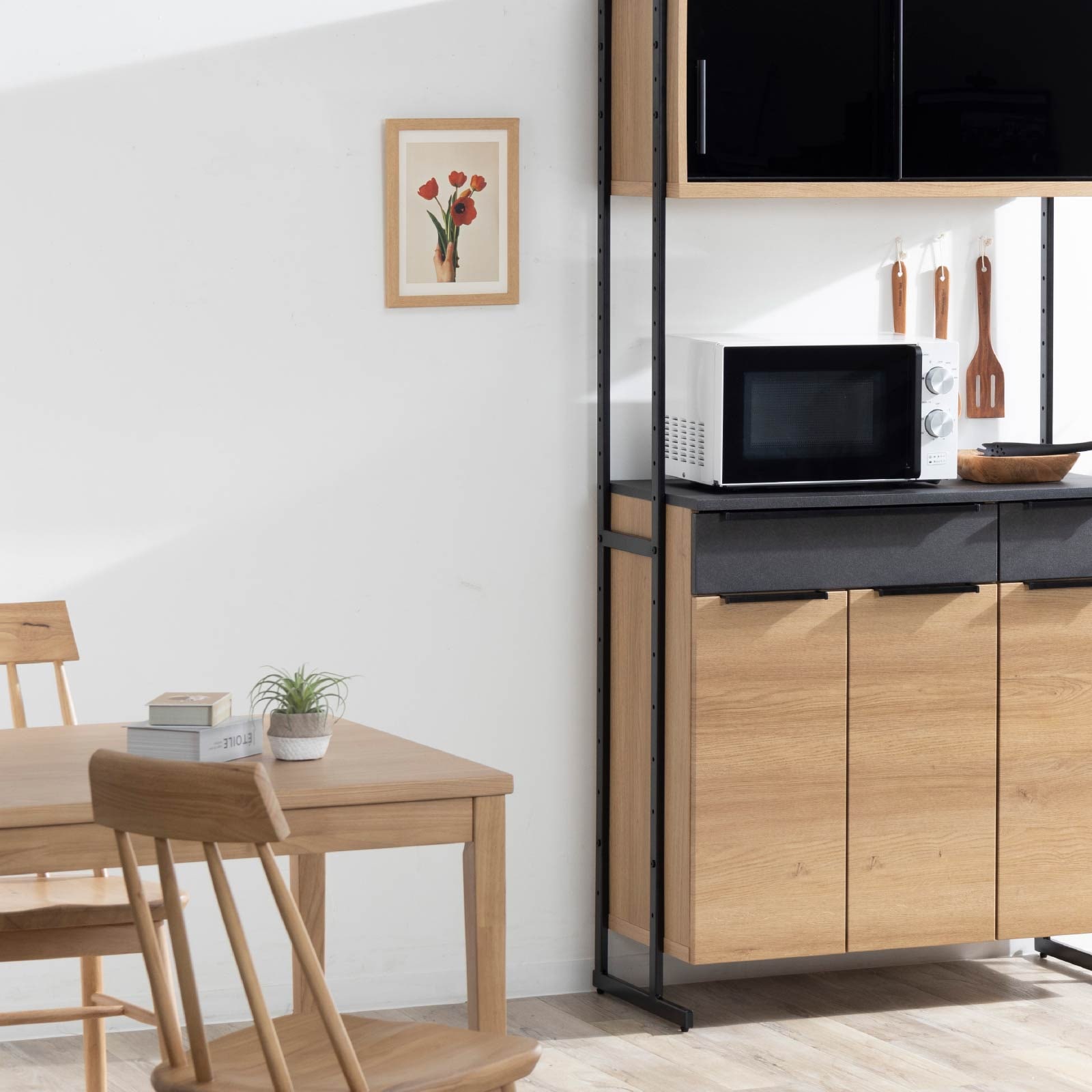 ［幅90］ ディエゴ ｜ オープン収納 食器棚 キッチンボード キャビネット 【在庫限り品】