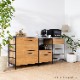 ［123幅］ キッチンカウンター ステンレス アイアン キッチンボード ユニット式 木製 北欧 カップボード ゴミ箱収納 レンジ台 可動棚 フルスライドレール 引出し 123-A