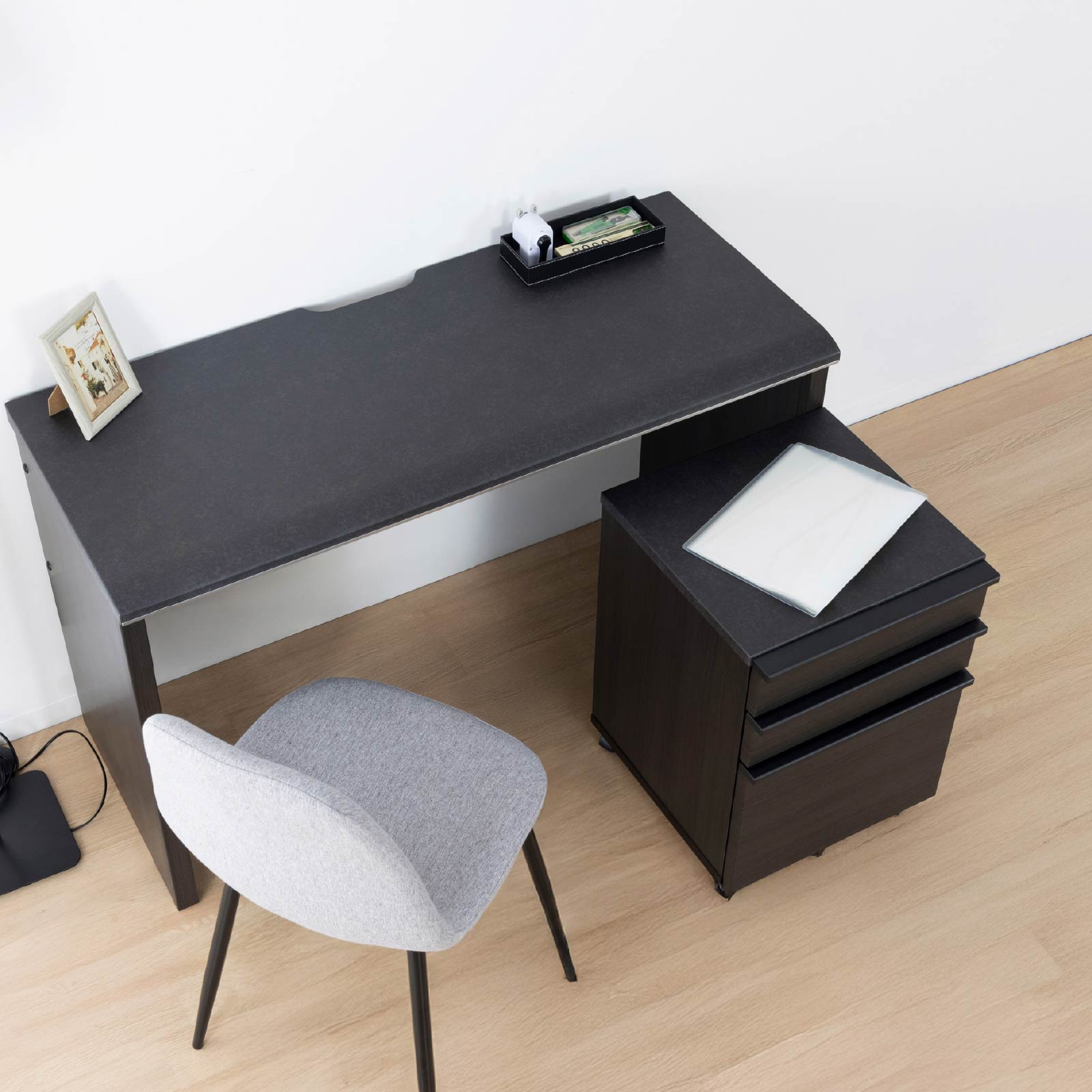 ［幅43］ LDD ｜ ワゴン セラミック調 デスクワゴン サイドワゴン キャスター付き 3段 キャビネット サイドチェスト デスクチェスト