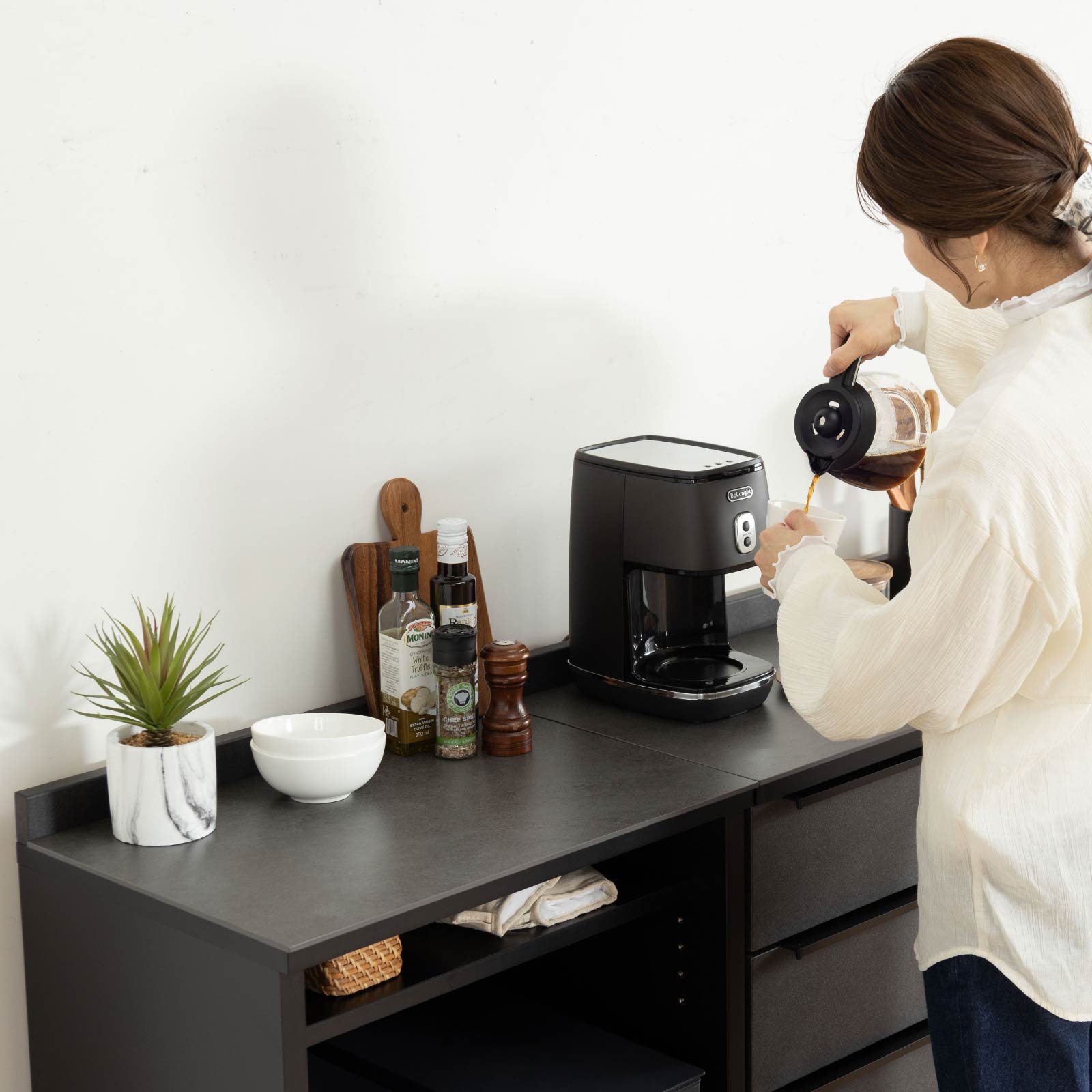 ［幅150］ オレゴン ｜ セラミック キッチンカウンター 収納 大容量 ゴミ箱スペース