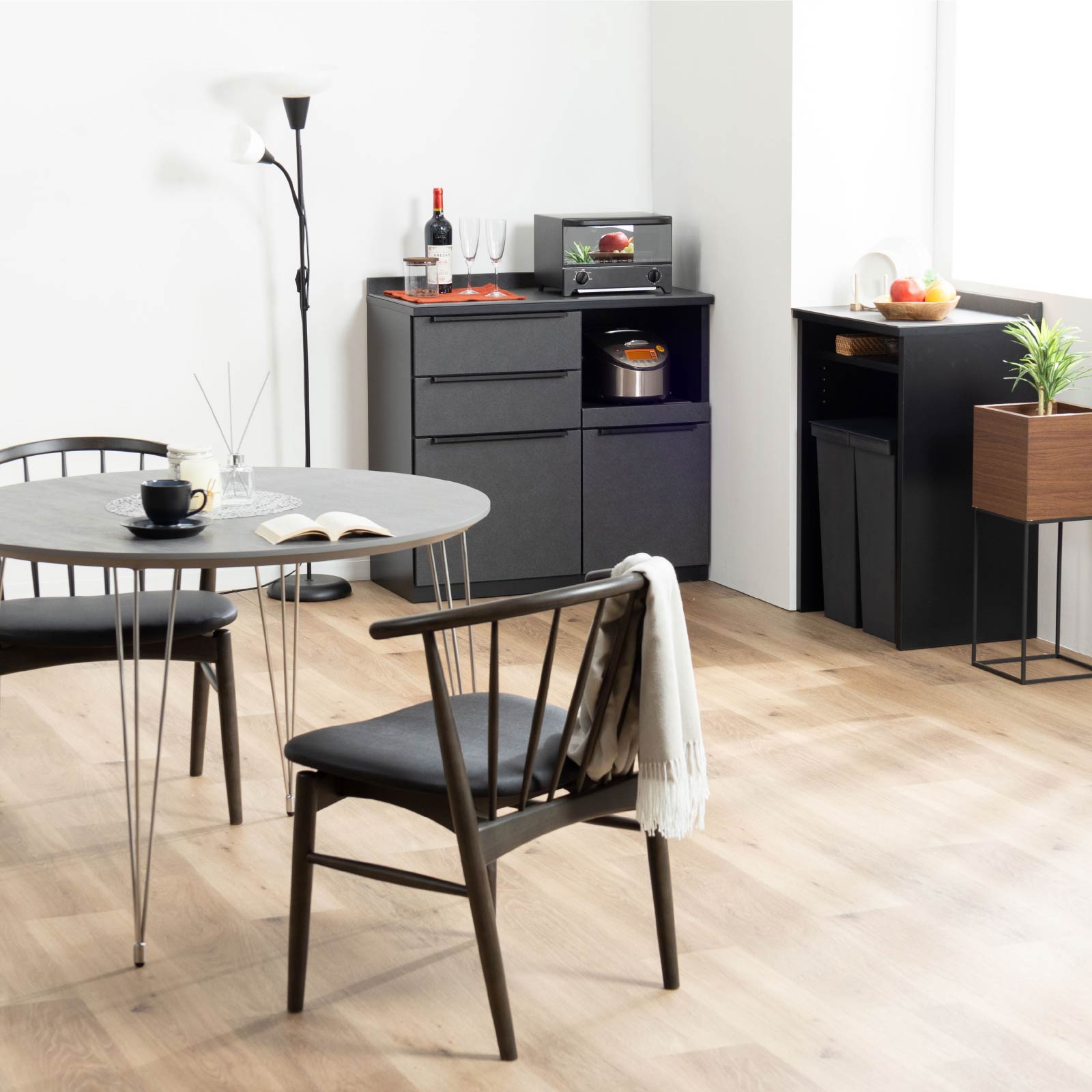 ［幅150］ オレゴン ｜ セラミック キッチンカウンター 収納 大容量 ゴミ箱スペース