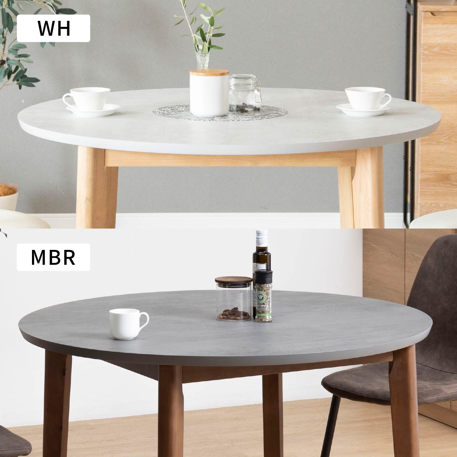 ［幅110］ スカルノ ｜ メラミン化粧板 丸テーブル ダイニングテーブル