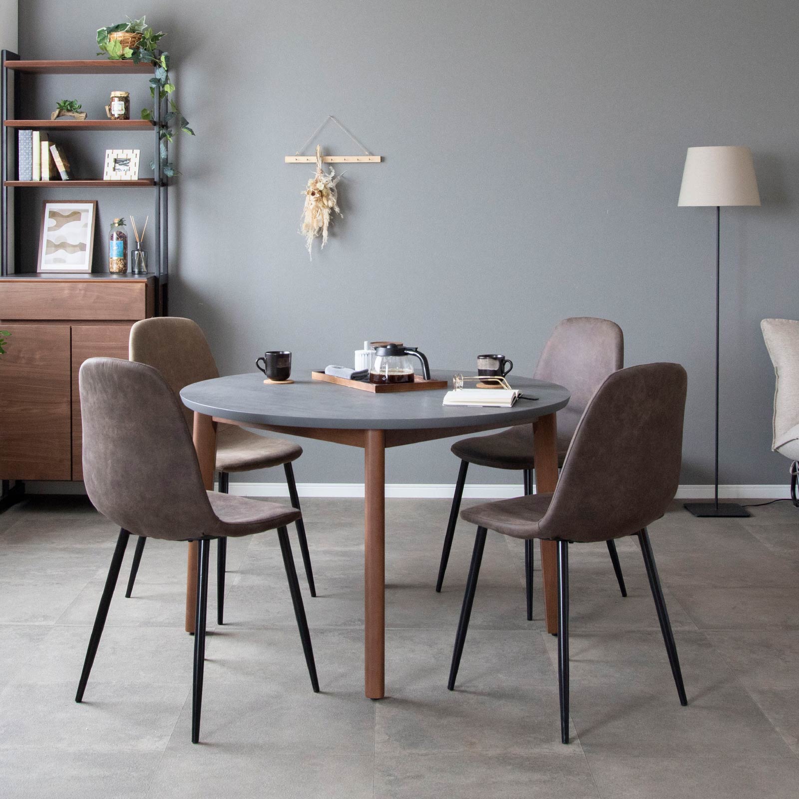 ［幅110］ スカルノ ｜ メラミン化粧板 丸テーブル ダイニングテーブル