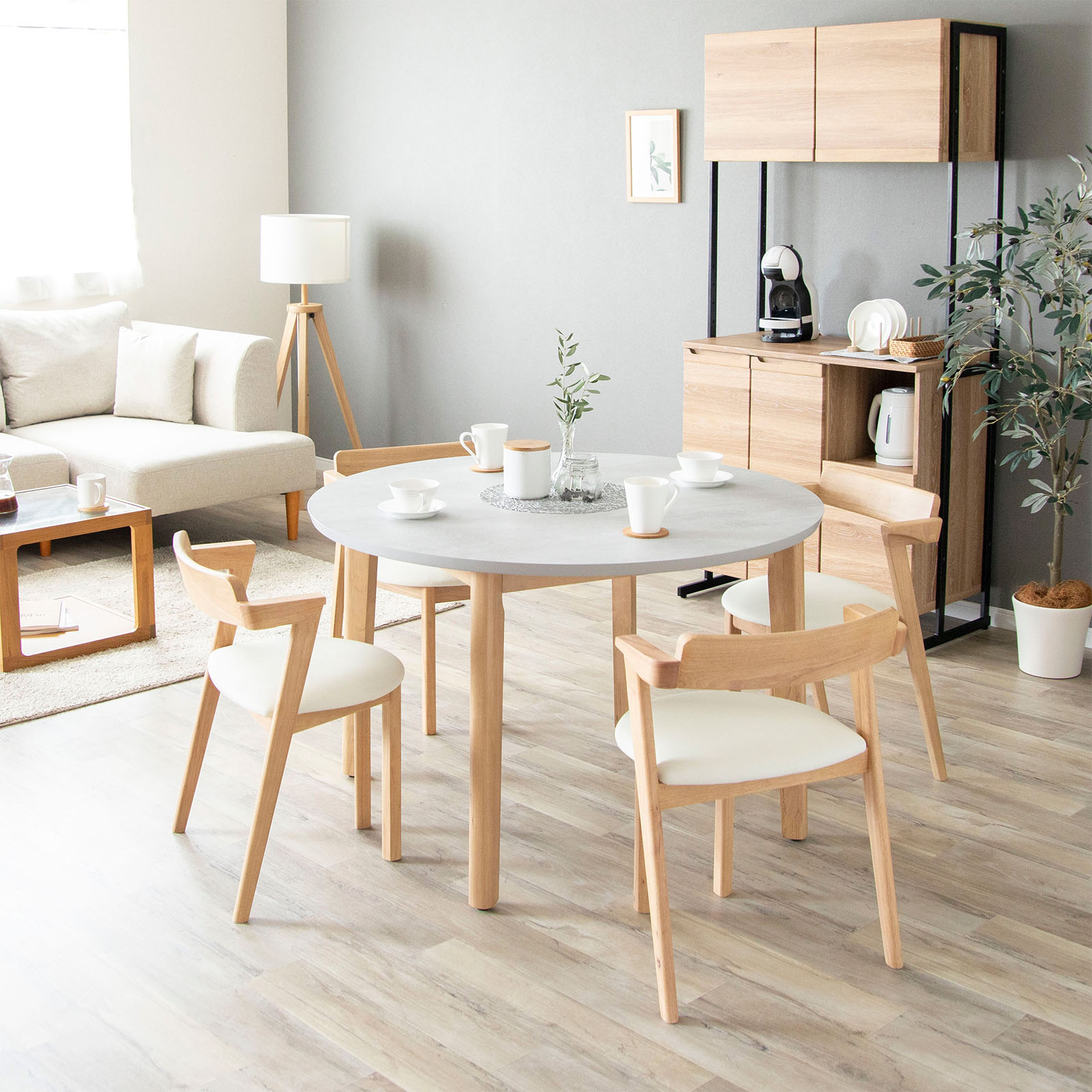 ダイニングテーブル 丸テーブル 110cm｜マットな質感のメラミン天板