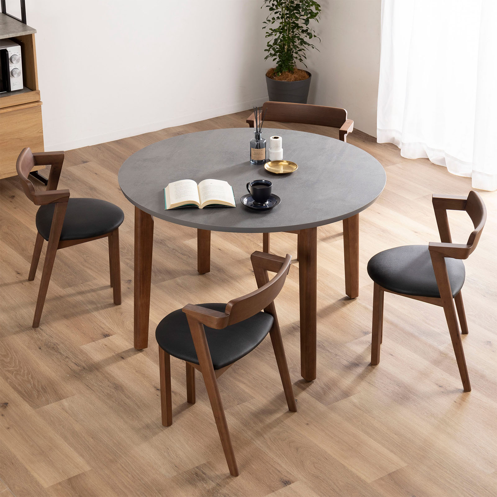 ダイニングテーブル 丸テーブル 110cm｜マットな質感のメラミン天板