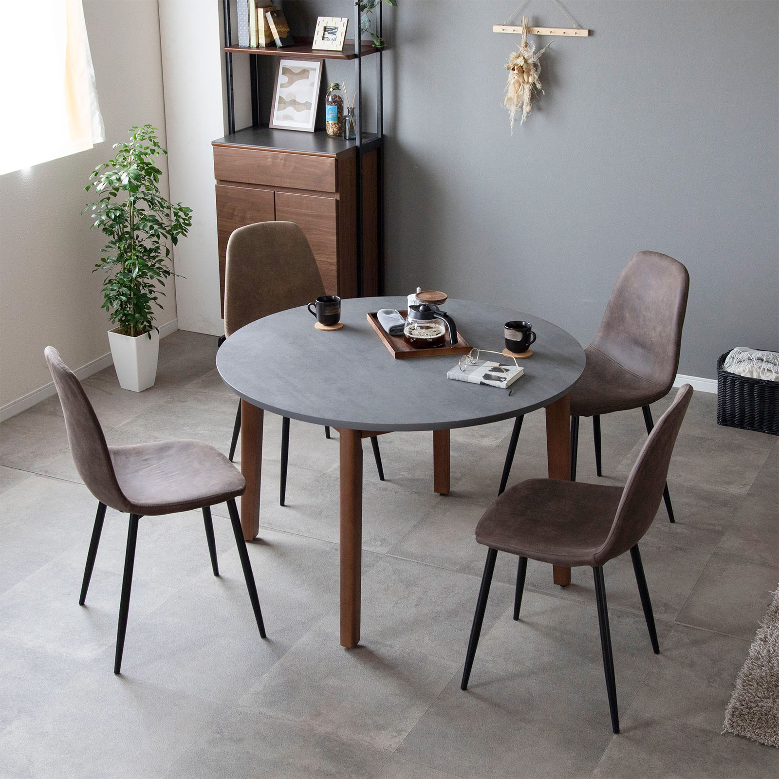 ダイニングテーブル 丸テーブル 110cm｜マットな質感のメラミン天板