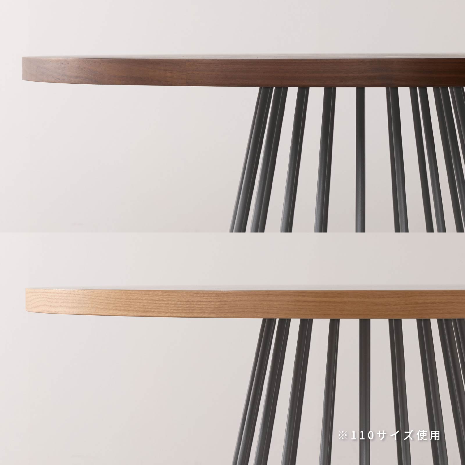 ［幅90/110］ ラジアル ｜ メラミン化粧板 アイアン脚 丸テーブル ダイニングテーブル 画像13