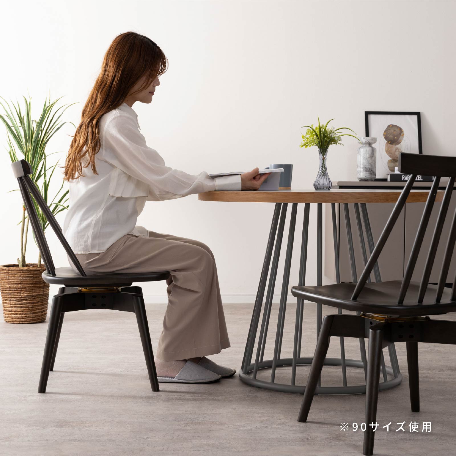 ［幅90/110］ ラジアル ｜ メラミン化粧板 アイアン脚 丸テーブル ダイニングテーブル 画像16