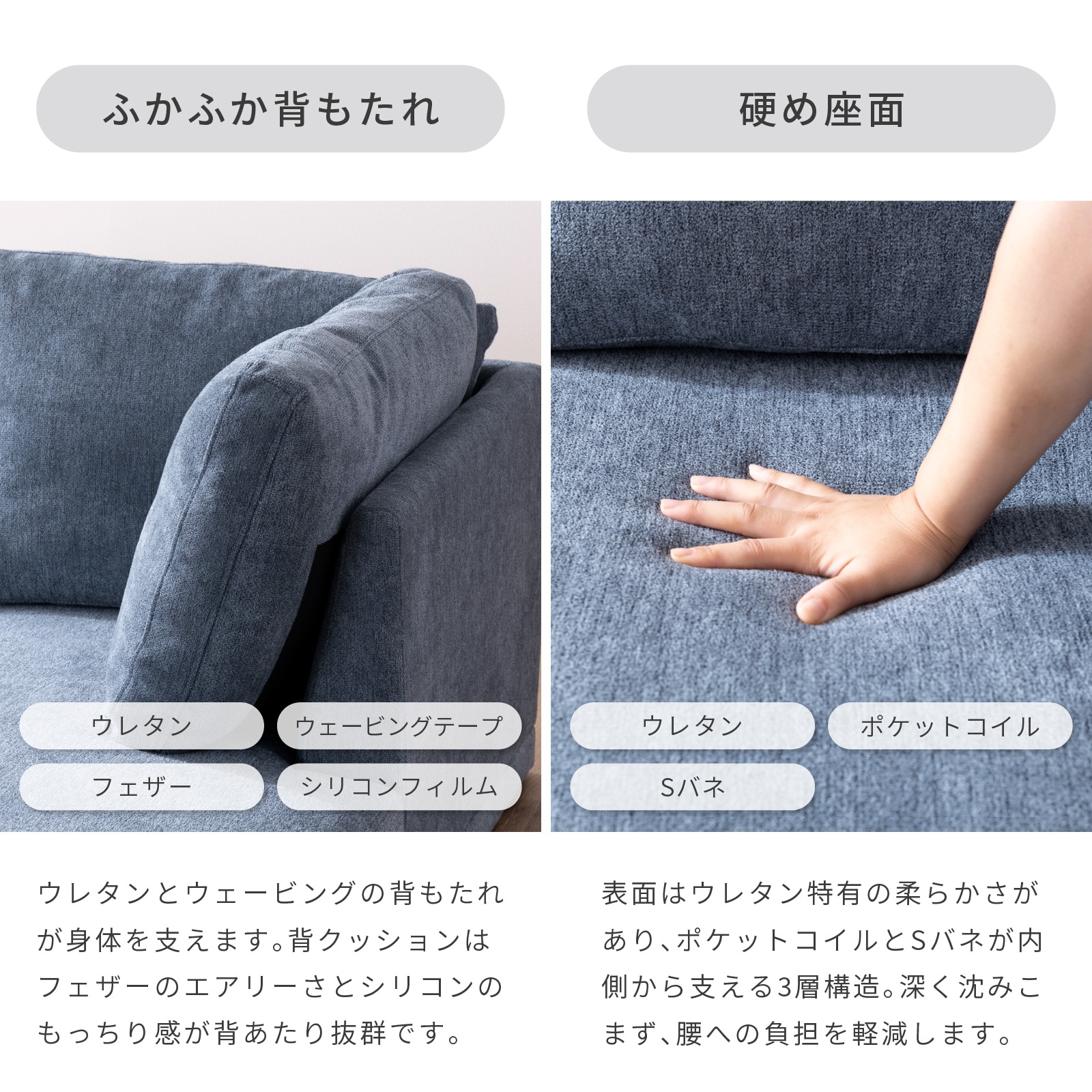 ［幅205］ ノーマ ｜ カウチソファ 三人掛け L字 ソファー 3Pソファ ファブリック
