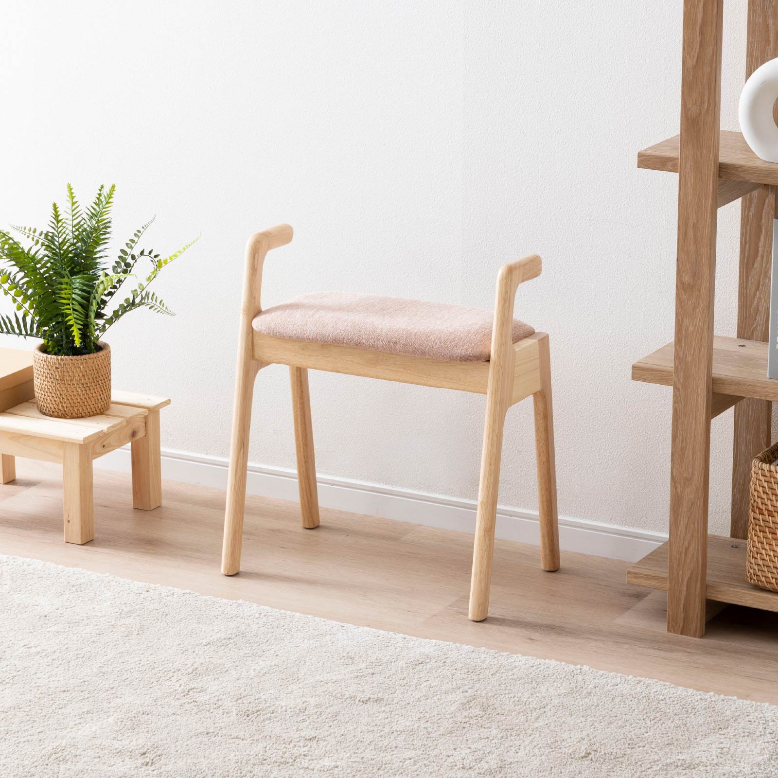 【2脚セット】 ［座面高さ46.5］ ノマ ｜ 韓国風モダン スタッキング アーム付き ベンチ スツール