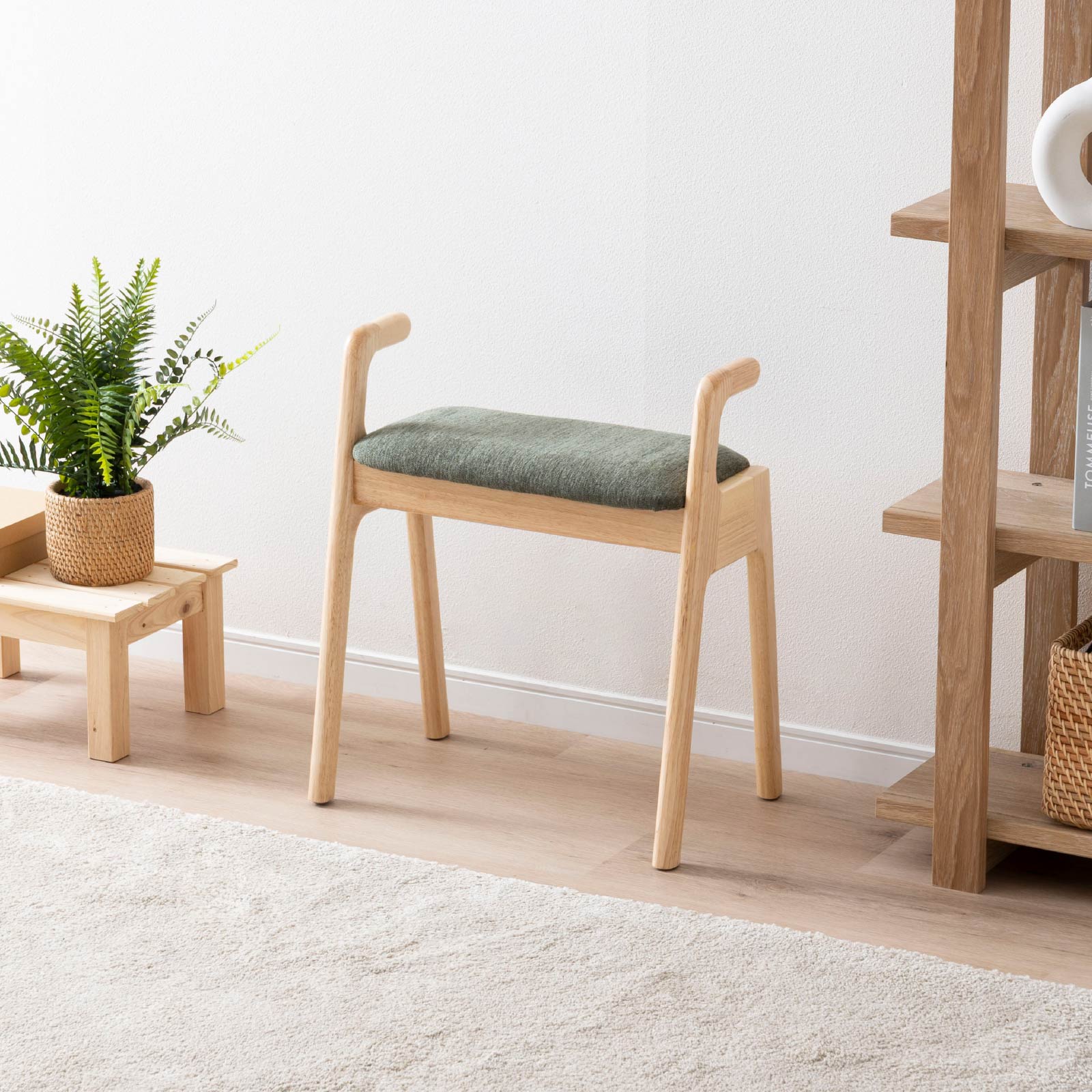 【2脚セット】 ［座面高さ46.5］ ノマ ｜ 韓国風モダン スタッキング アーム付き ベンチ スツール