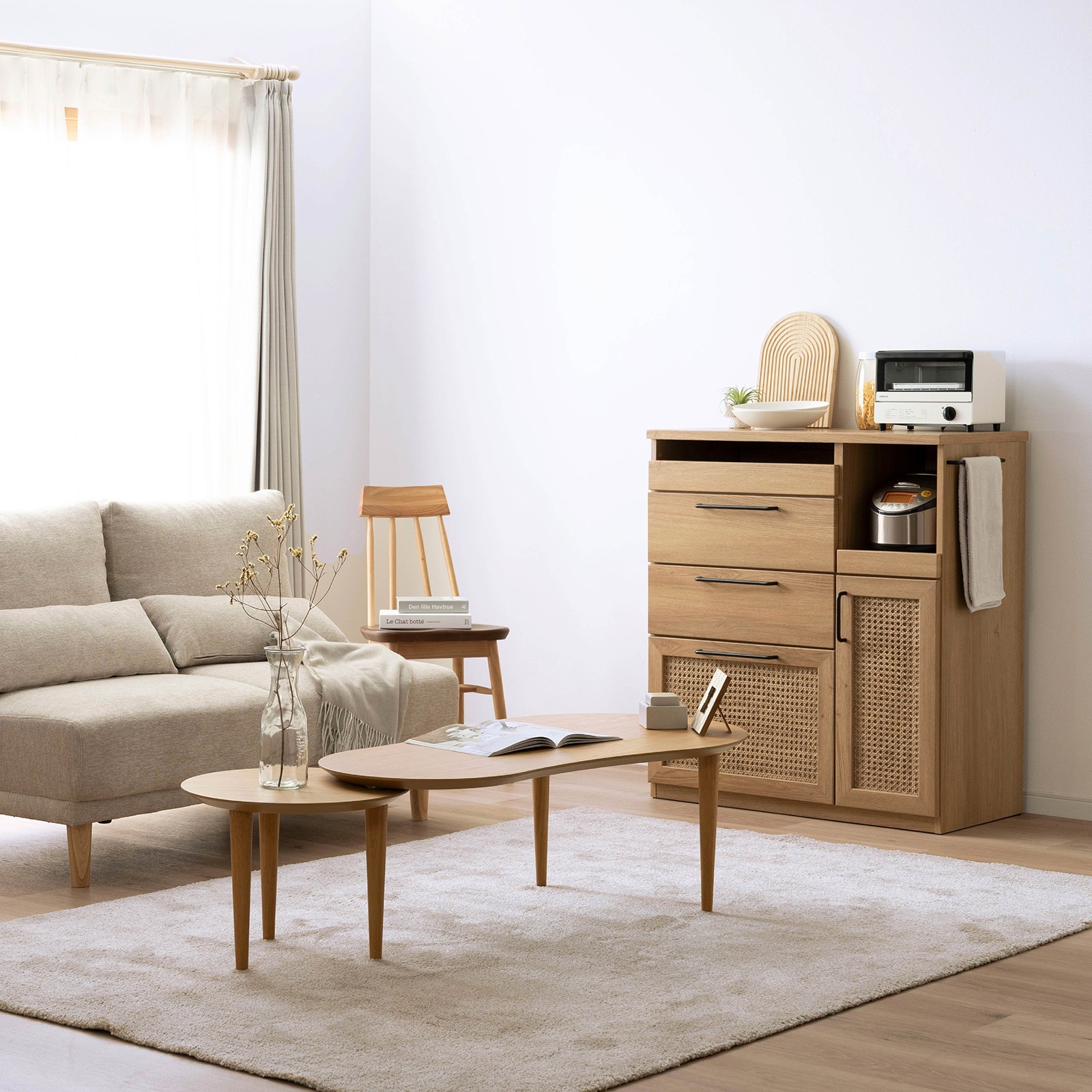 ［幅90］ ラット ｜ 収納 ゴミ箱 スライド棚 レンジ台 キッチンカウンター