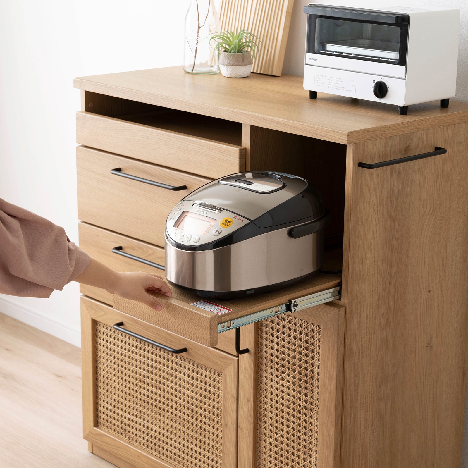 ［幅90］ ラット ｜ 収納 ゴミ箱 スライド棚 レンジ台 キッチンカウンター