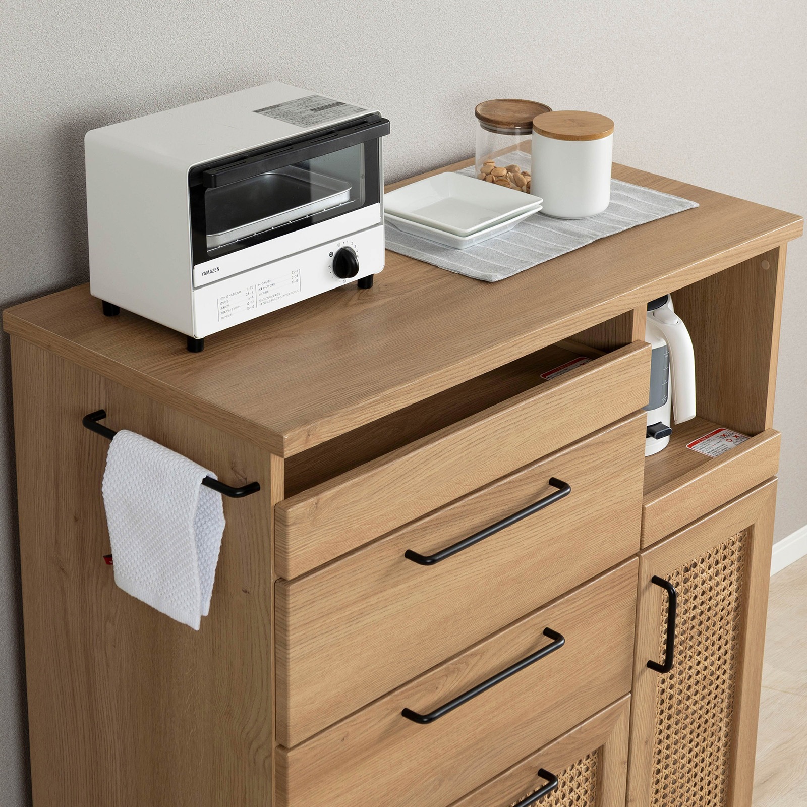 ［幅90］ ラット ｜ 収納 ゴミ箱 スライド棚 レンジ台 キッチンカウンター