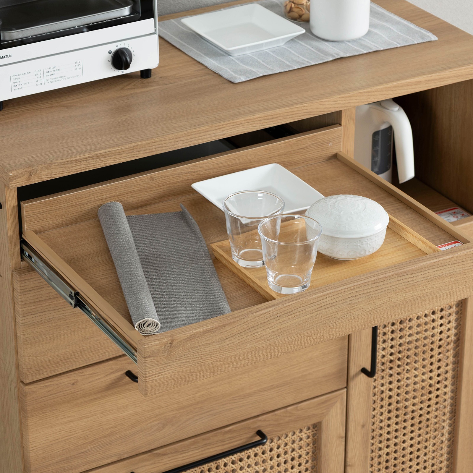 ［幅90］ ラット ｜ 収納 ゴミ箱 スライド棚 レンジ台 キッチンカウンター