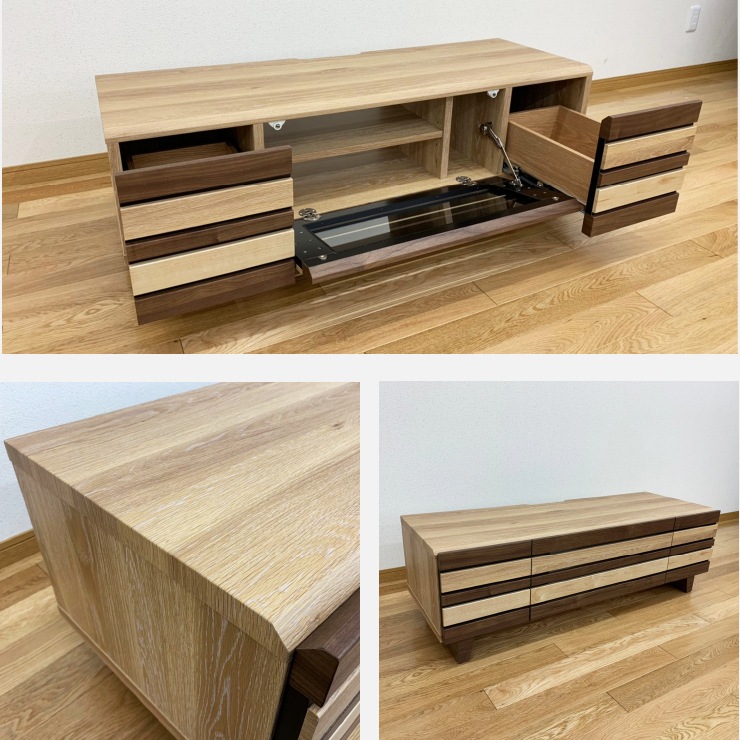 ［幅120］ テレビ台 テレビボード 脚付き 格子 ルーバー 木目 ローボード