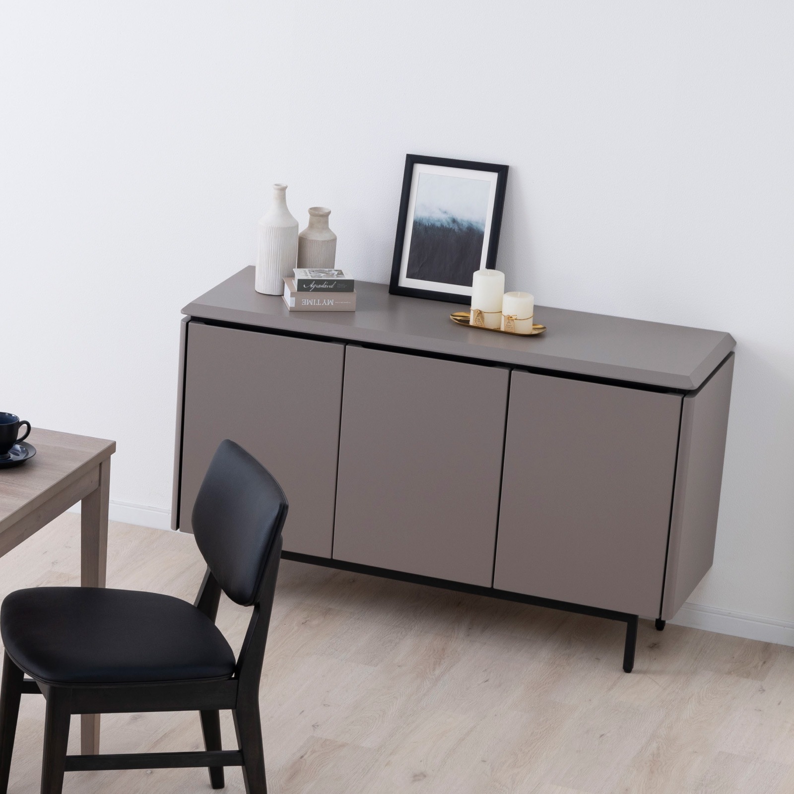 ［幅120］ アグル ｜  塩ビシート サイドボード ニュアンスカラー アイアン