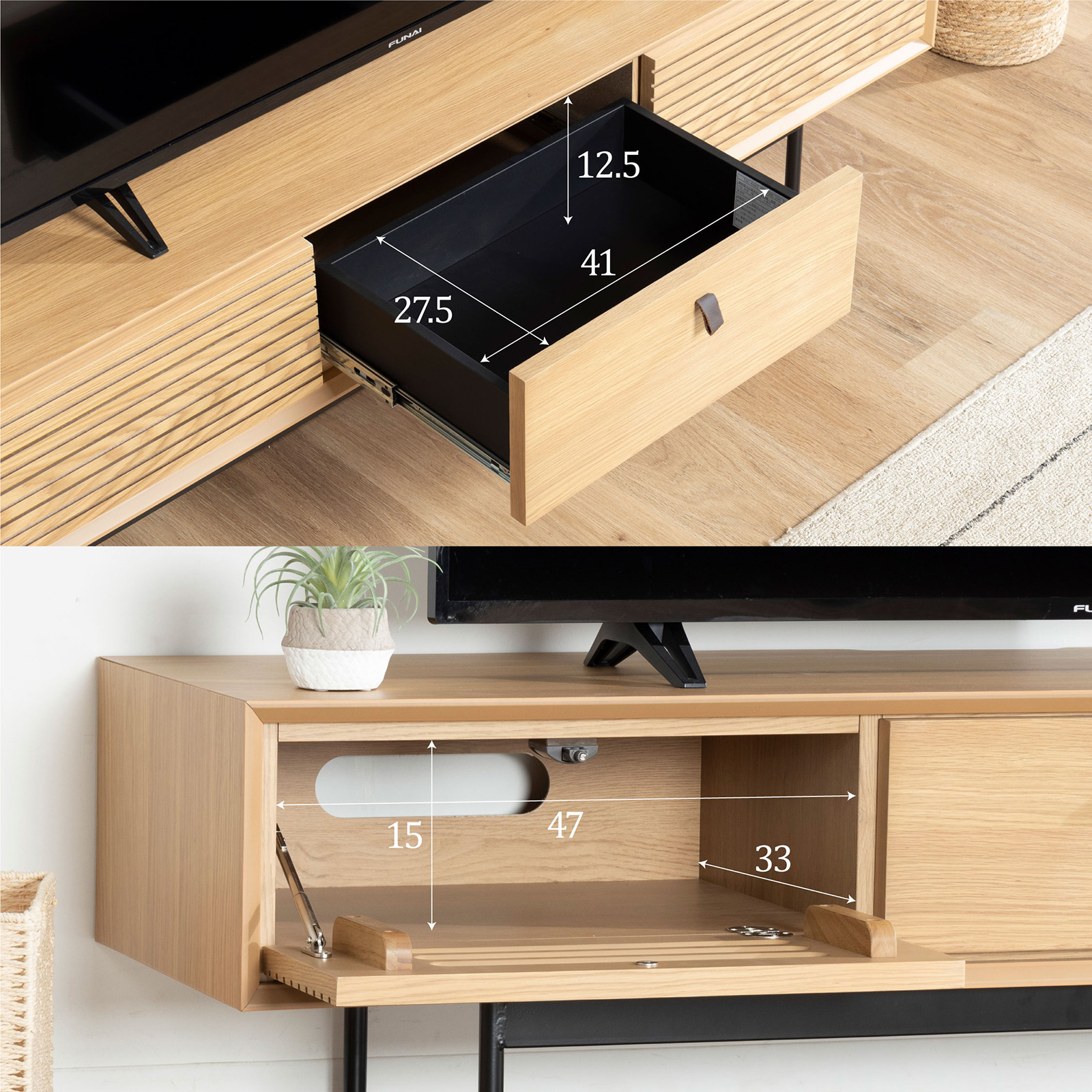 ［幅150］ ボスコーネ ｜ テレビボード 木目調 アイアン脚 【在庫限り品】