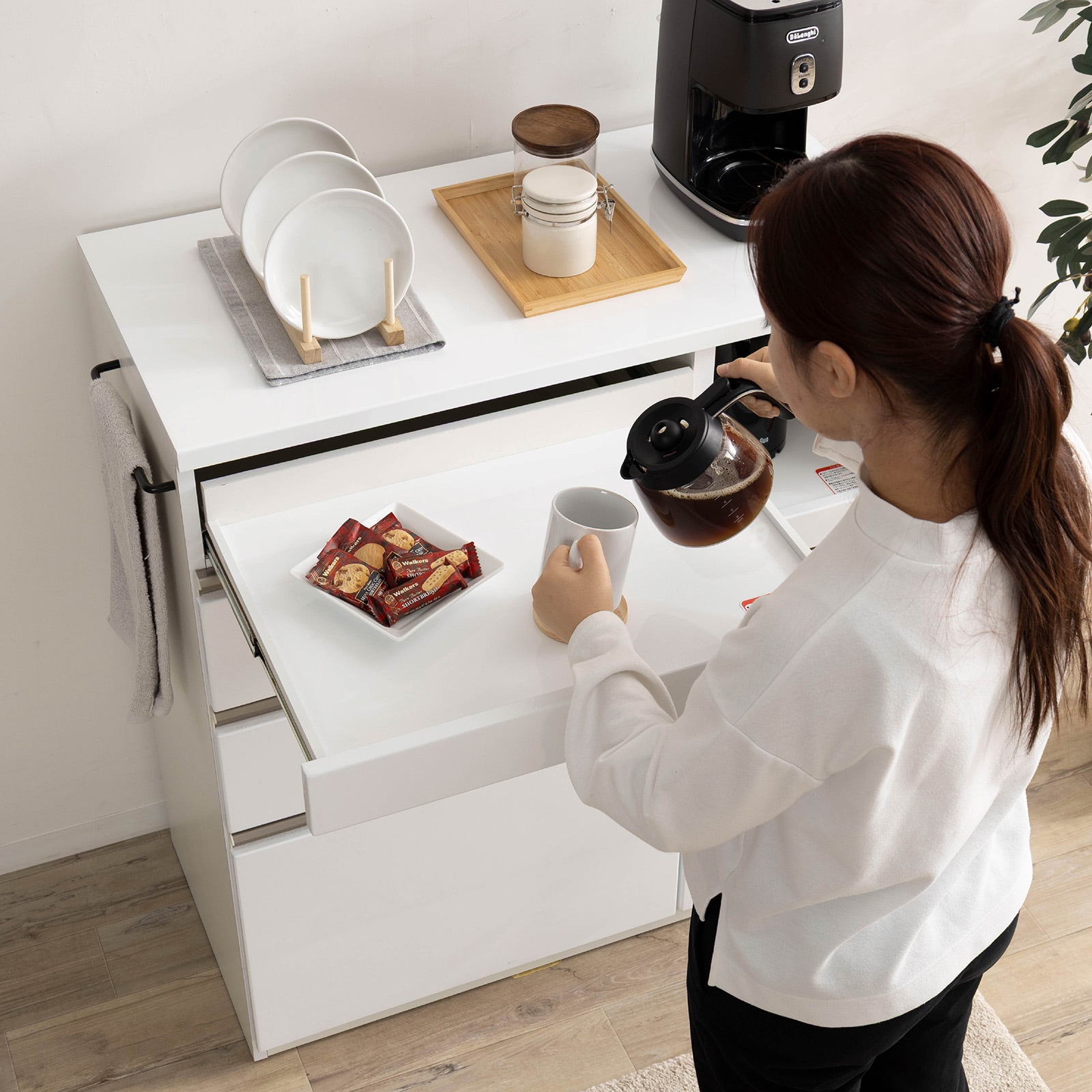 幅90］ ユアー ｜ 収納 スライド棚 レンジ台 キッチンカウンター