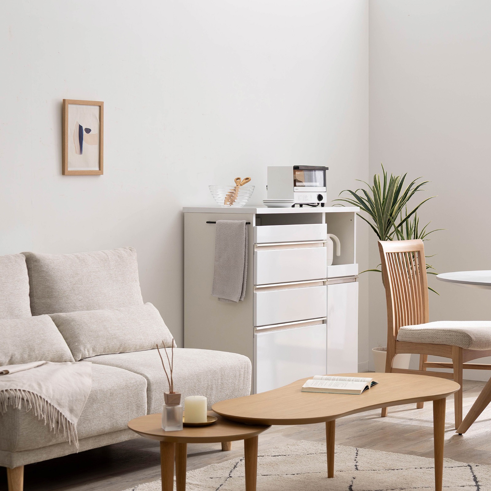 ［幅90］ ユアー ｜ 収納 スライド棚 レンジ台 キッチンカウンター