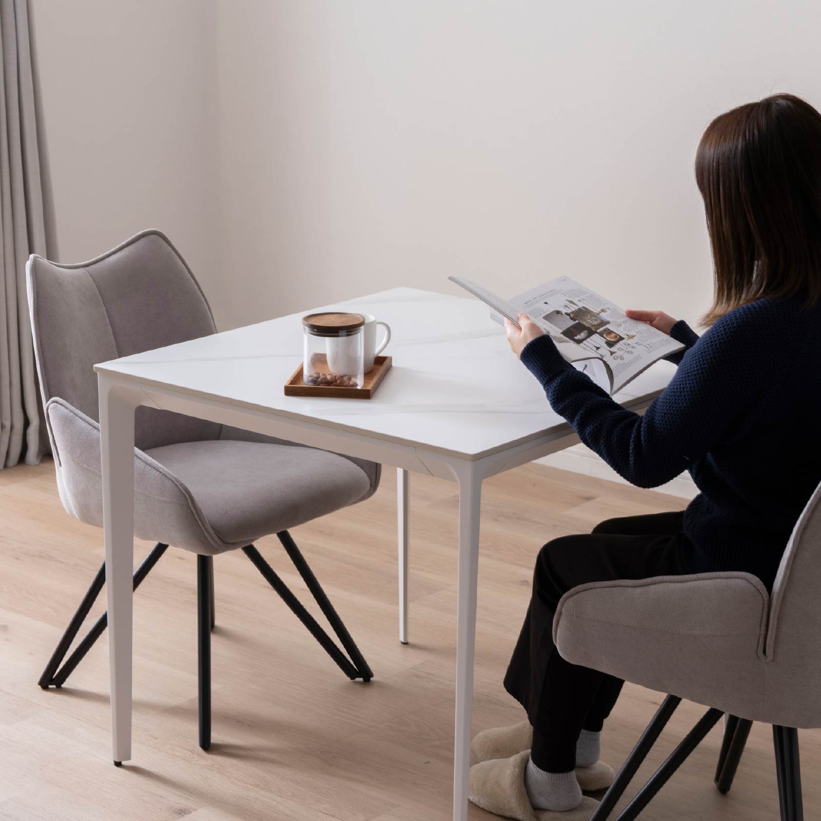 ［幅80-120］コロラド Ⅱ ｜ セラミック スチール脚 ダイニングテーブル