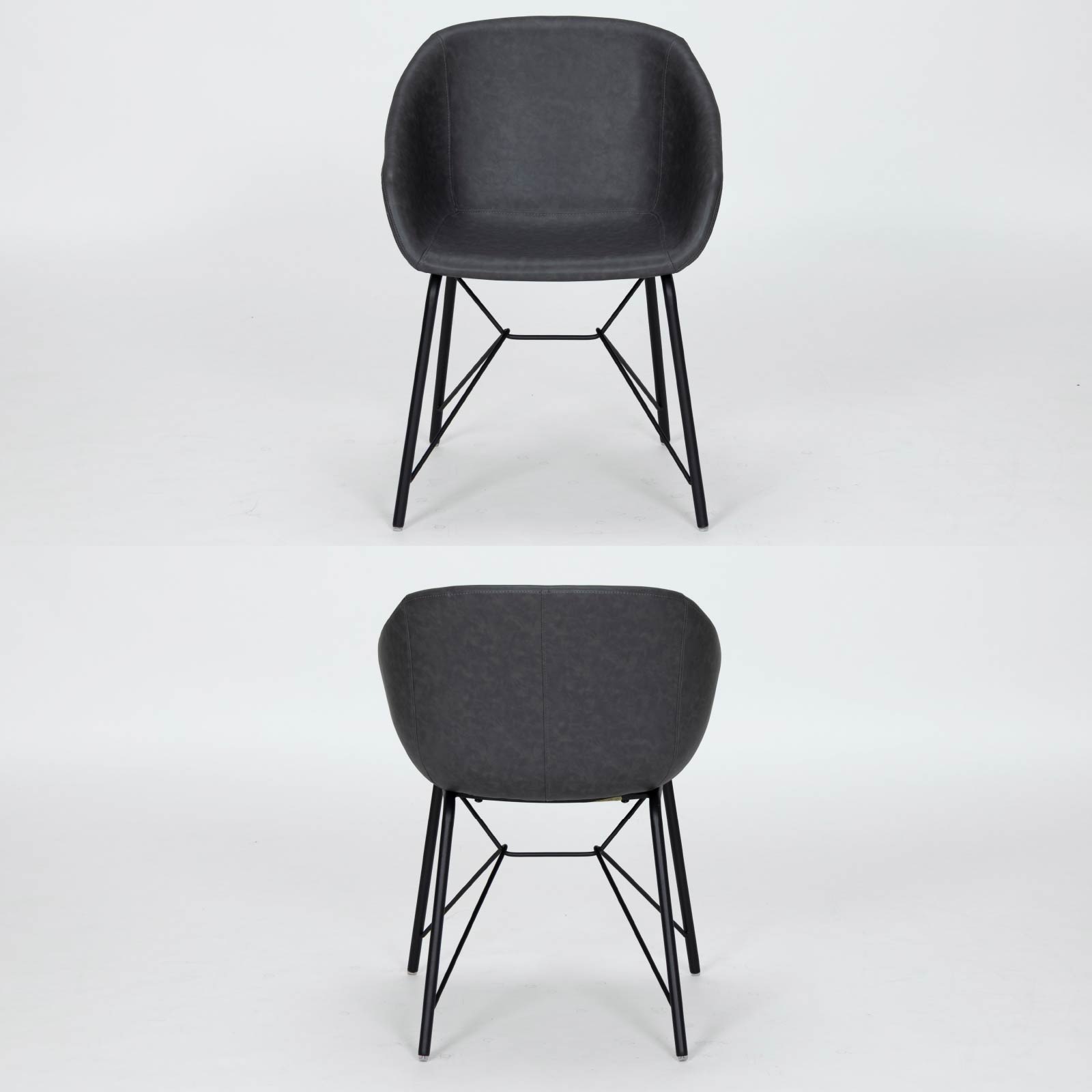 【2脚セット】［座面高43.5］ インダストリアルチェア ｜ アイアン脚 モノトーン PVSレザー ダイニングチェア 画像12