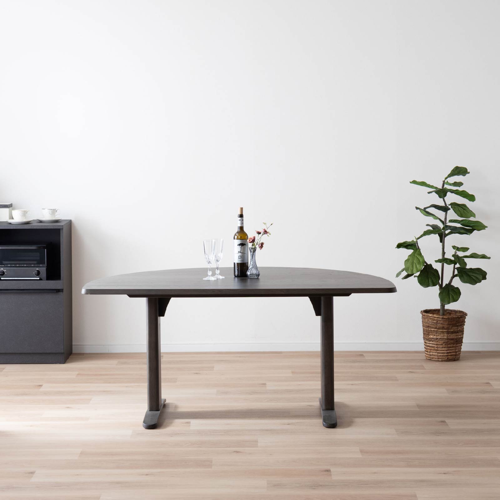 ［幅150］ ダイニングテーブル 楕円形 2本脚 オーク 無垢材