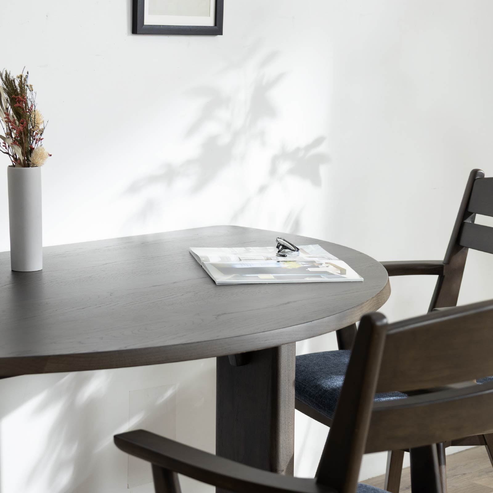 ［幅150］ ダイニングテーブル 楕円形 2本脚 オーク 無垢材