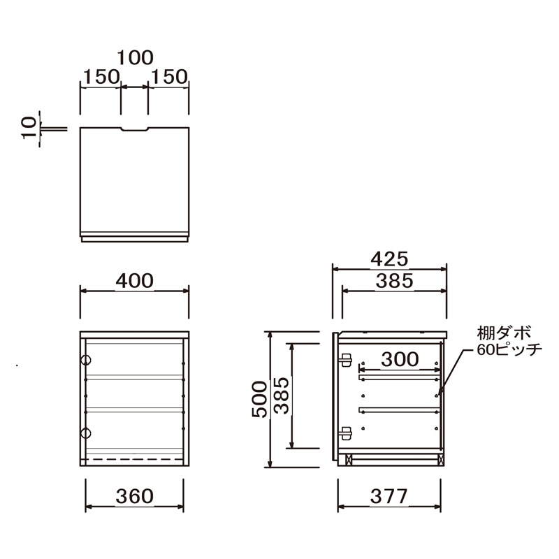 ［幅40］キャビネット 収納 リビングボード 格子 ルーバー オーク ウォールナット サイドボード ラック
