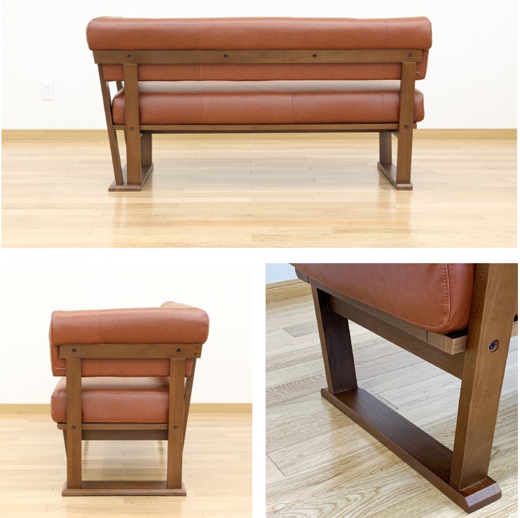 ［幅150/座面高45］ダンラン | カウチ ダイニングチェア 2人掛け 背付き ベンチ リビングダイニング ソファ PVCレザー