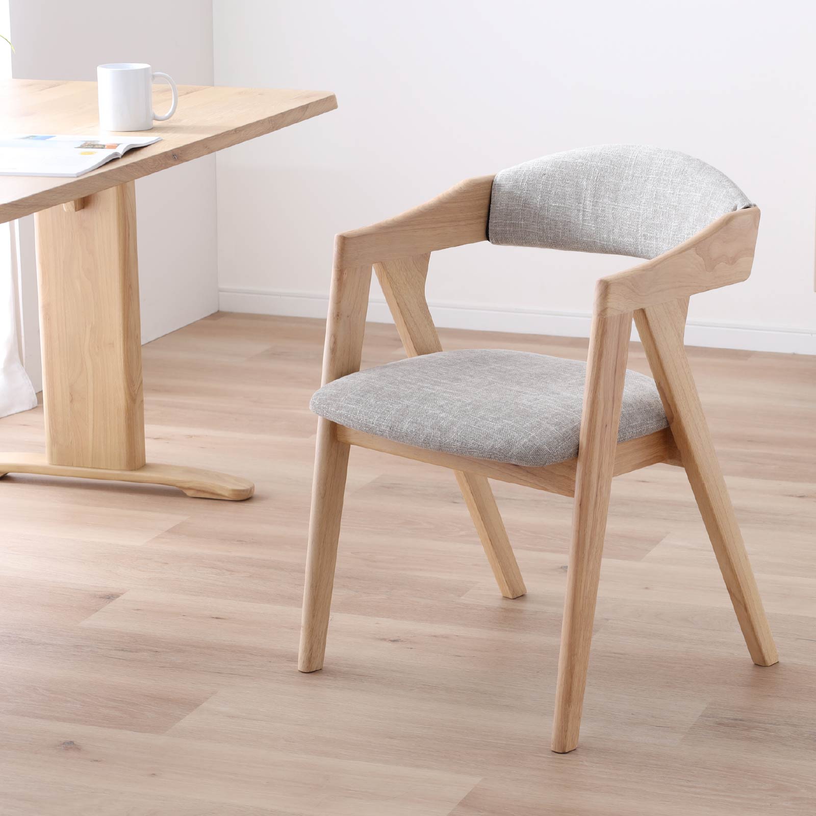 座面高43.5］ ダイニングチェア 無垢材 カバーリング アームチェア