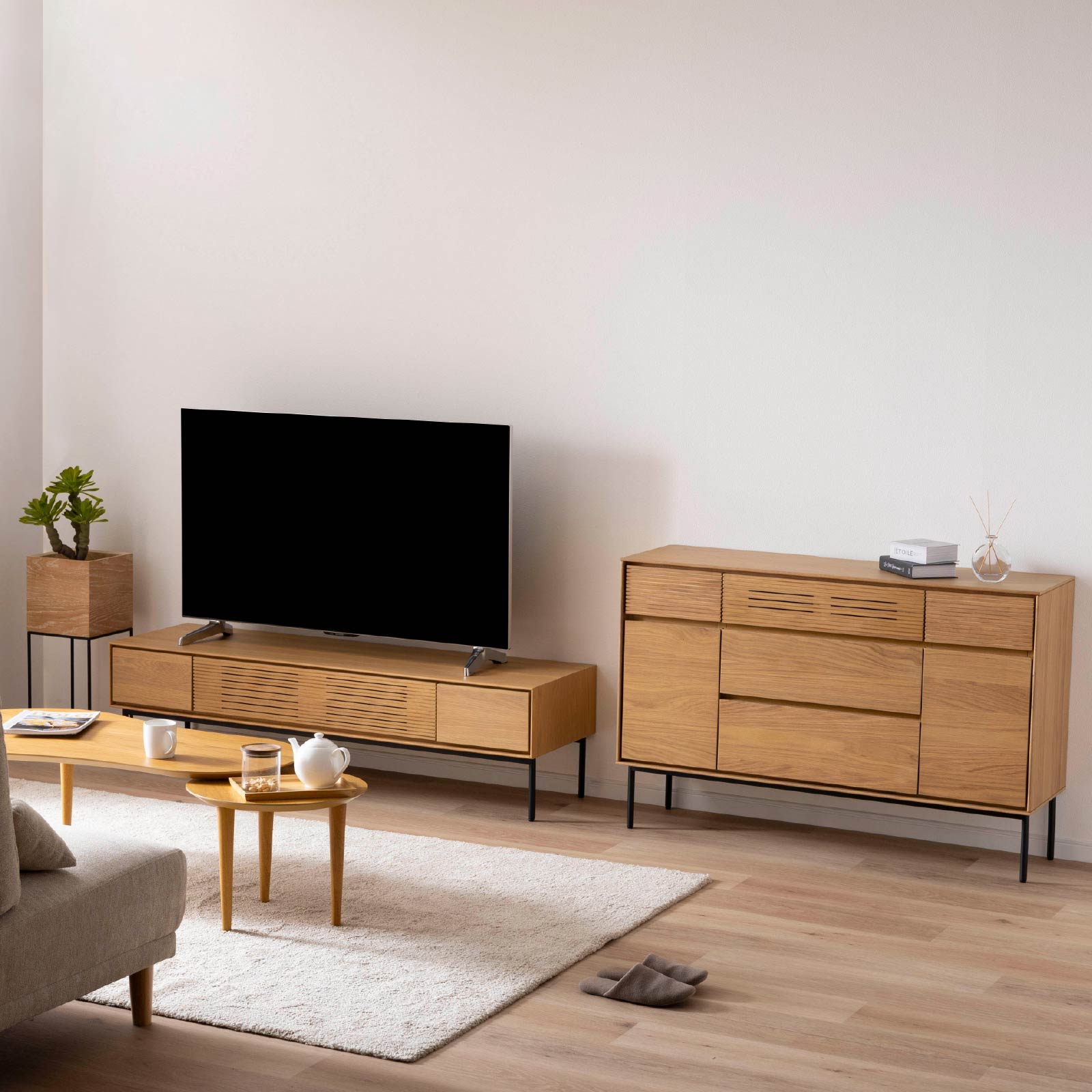 ［幅120］ 突板 収納 アイアン脚 チェスト