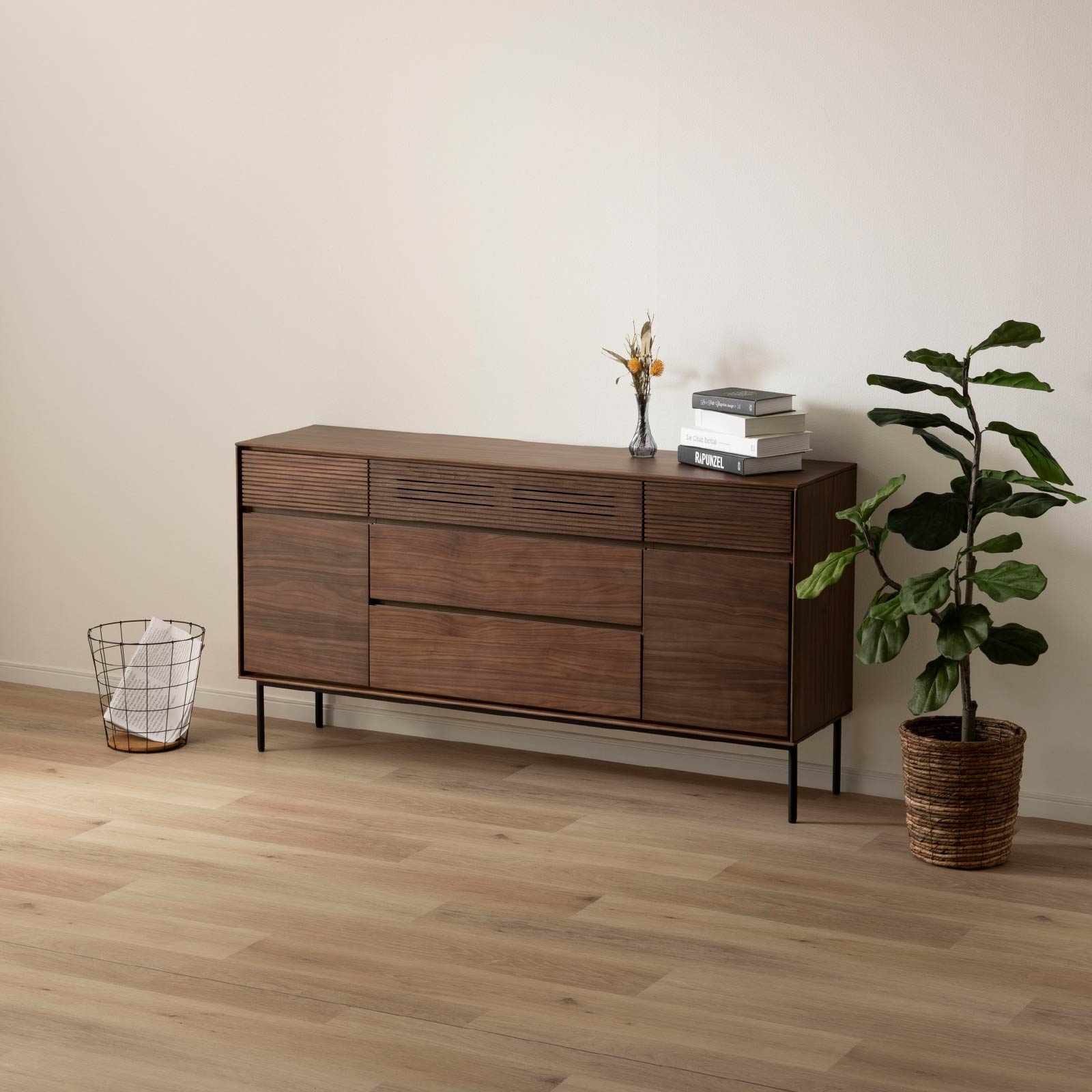 ［幅150］ 突板 収納 アイアン脚 チェスト