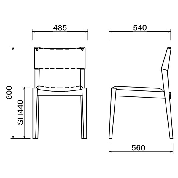 【2脚セット】［幅48/座面高44］リズ | ダイニングチェア オーク 無垢材 PVCレザー