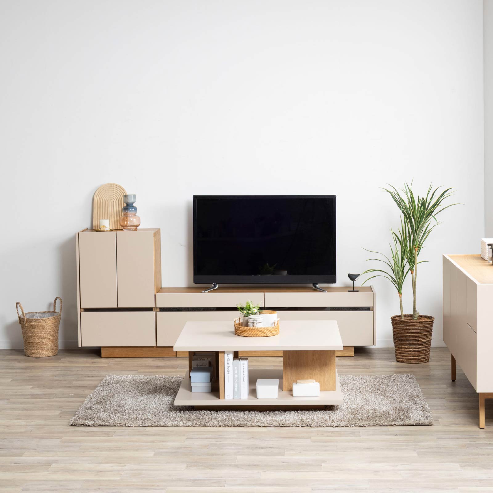 ［幅150］ ヌーボ ｜  塩ビシート テレビボード ニュアンスカラー 木目