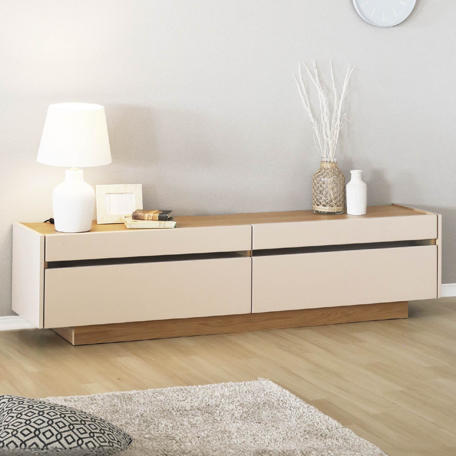 ［幅180］ ヌーボ ｜  塩ビシート テレビボード ニュアンスカラー 木目