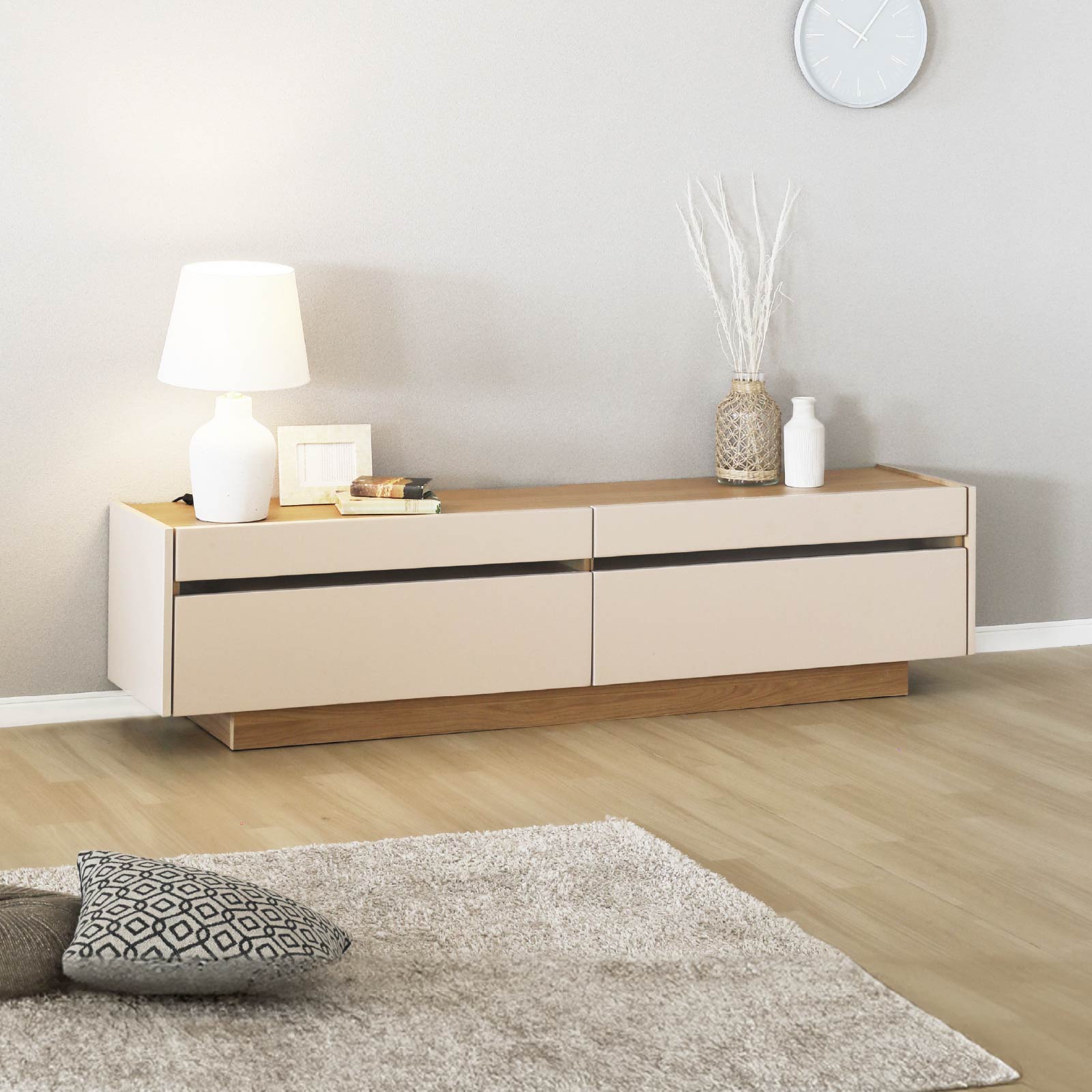 ［幅210］ ヌーボ ｜  塩ビシート テレビボード ニュアンスカラー 木目