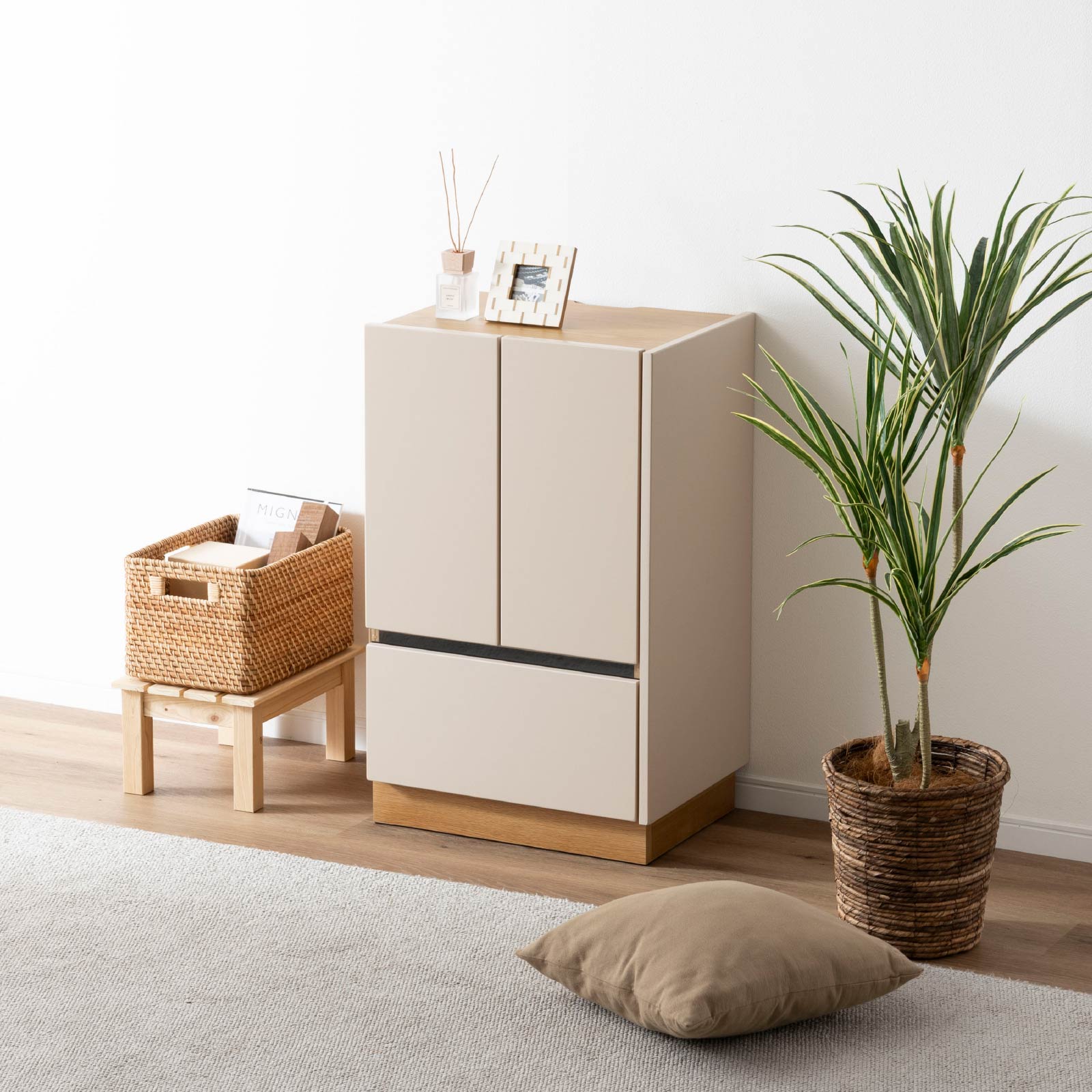 ［幅53］ ヌーボ ｜  塩ビシート キャビネット ニュアンスカラー 木目